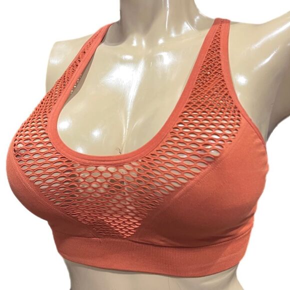 Victoria’s Secret Seamless Comfort Sexy fishnet Front Unlined sport bra Rust L - Picture 3 of 5